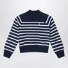 Polo Ralph Lauren Navy Blue Sweatshirt With White Stripes In Blue