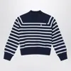 Polo Ralph Lauren Navy Blue Sweatshirt With White Stripes In Blue