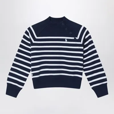 Polo Ralph Lauren Navy Blue Sweatshirt With White Stripes