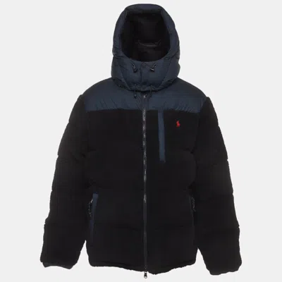 Pre-owned Polo Ralph Lauren Navy Blue Synthetic And Faux Fur Puffer Jacket Xxl