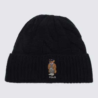 Polo Ralph Lauren Navy Blue Wool Hat In Black