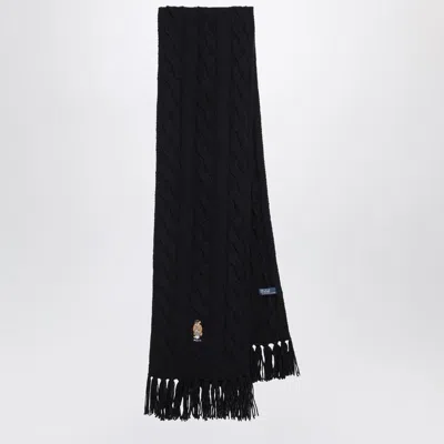 POLO RALPH LAUREN POLO RALPH LAUREN  NAVY BLUE WOOL POLO BEAR SCARF
