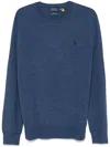 Polo Ralph Lauren Navy Blue Fine Knit Crew Neck Sweater In Navy Blue