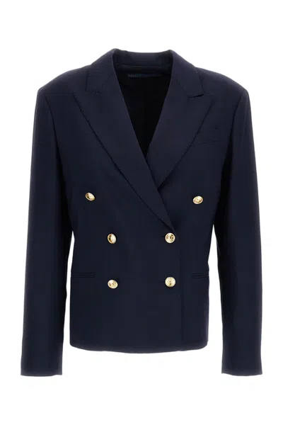 Polo Ralph Lauren Navy Blue Wool-blend Cropped Blazer