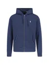 Polo Ralph Lauren Logo-embroidered Zip-up Drawstring Hoodie In Blue