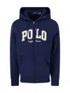 Polo Ralph Lauren Navy Blue Zip-up Hoodie With Iconic Logo Detail In Blue