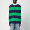 Polo Ralph Lauren Striped Long Sleeve Polo With Half Button Placket In Blue