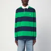 Polo Ralph Lauren Striped Long Sleeve Polo With Half Button Placket In Blue