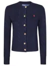 Polo Ralph Lauren Navy Cable-knit Cardigan With Button Front In Black