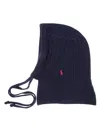 Polo Ralph Lauren Navy Cable-knit Cashmere Blend Balaclava With Ribbed Collar In Blue