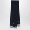Polo Ralph Lauren Navy Checked Scarf With Logo Embroidery In Blue