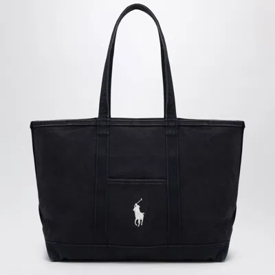 Polo Ralph Lauren Navy Cotton Big Pony Tote Bag In Blue