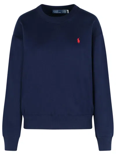 Polo Ralph Lauren Navy Cotton Blend Sweatshirt In Blue