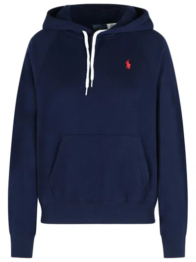 Polo Ralph Lauren Navy Cotton Blend Sweatshirt In Blue