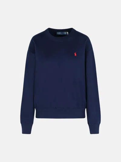 Polo Ralph Lauren Navy Cotton Blend Sweatshirt In Blue