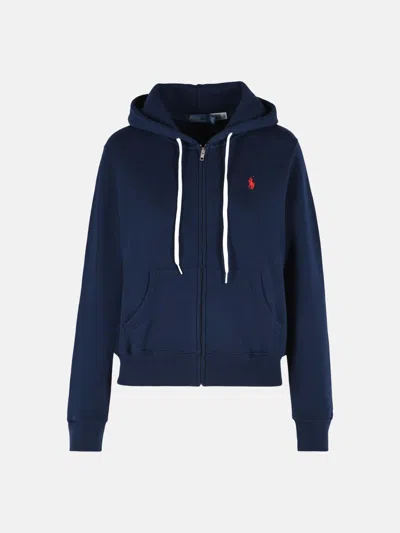 Polo Ralph Lauren Navy Cotton Blend Sweatshirt In Blue