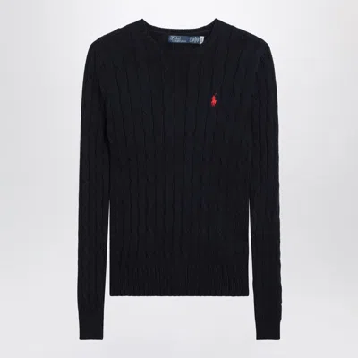 Polo Ralph Lauren Navy Cotton Cable-knit Sweater In Black
