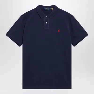 Polo Ralph Lauren Navy Cotton Custom Slim-fit Polo Shirt In Blue