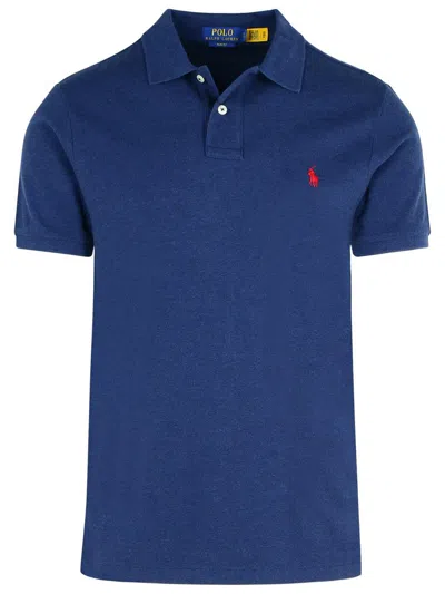 Polo Ralph Lauren Slim Fit Mesh Polo Shir Man Polo Shirt Navy Size L Cotton