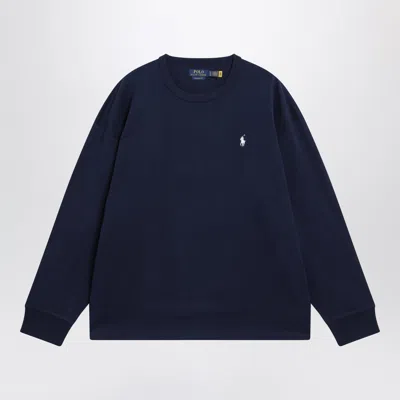 Polo Ralph Lauren Navy Cotton Relaxed-fit Crewneck Sweatshirt In Blue