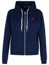Polo Ralph Lauren Lightweight Zip-front Cotton Hoodie With Emblematic Logo In Navy