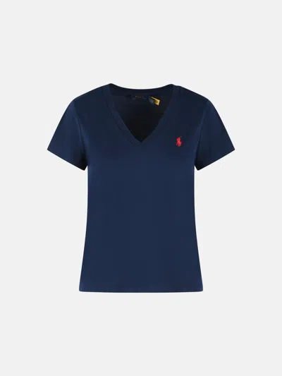 Polo Ralph Lauren Navy Cotton T-shirt In Blue