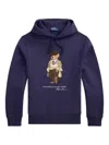 Polo Ralph Lauren Navy Graphic Bear Hoodie With Drawstring In Blue