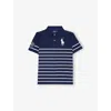 Polo Ralph Lauren X Wimbledon Boys' Embroidered-logo Striped Woven Polo Shirt Navy Mu Xl In Blue