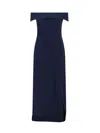 Polo Ralph Lauren Navy Off-the-shoulder Maxi Dress In Blue