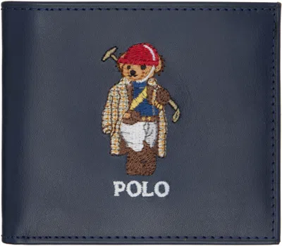 Polo Ralph Lauren Navy Polo Bear Leather Billfold Wallet