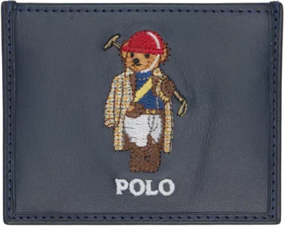 Polo Ralph Lauren Navy Polo Bear Leather Card Holder