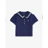 Polo Ralph Lauren Navy Sailor-collar Embroidered-logo Cotton-pique Polo Shirt 2-