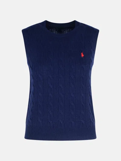Polo Ralph Lauren Navy Wool And Cashmere Vest In Blue
