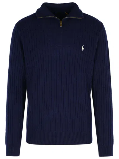 POLO RALPH LAUREN POLO RALPH LAUREN NAVY WOOL AND COTTON SWEATER