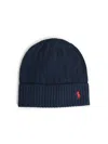Polo Ralph Lauren Navy Wool Blend Beanie In Blue