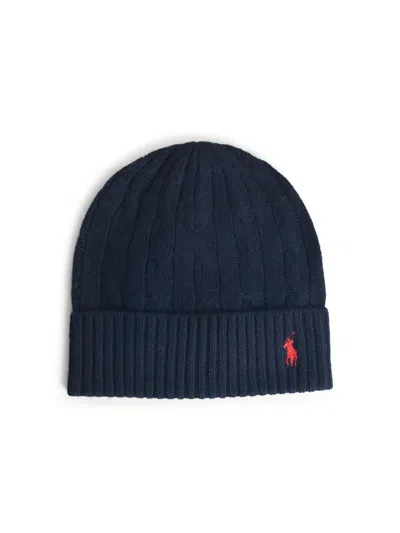 Polo Ralph Lauren Navy Wool Blend Beanie In Blue