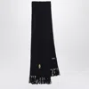 Polo Ralph Lauren Cable-knit Embroidered Scarf In Black