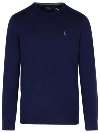 Polo Ralph Lauren Crew Neck Cotton Ls Sweater In Blue