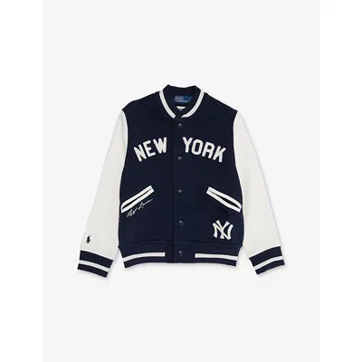 Polo Ralph Lauren Kids' Navy/white  X New York Yankees Cotton-blend Baseball Jacket 6-14