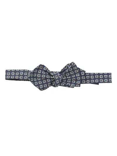 Polo Ralph Lauren Neat Linen Bow Tie In Blue