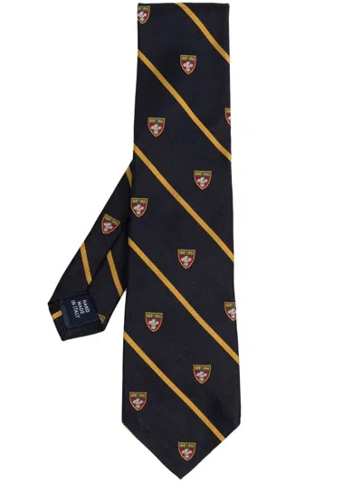 Polo Ralph Lauren Embroidered Striped Tie In Blue