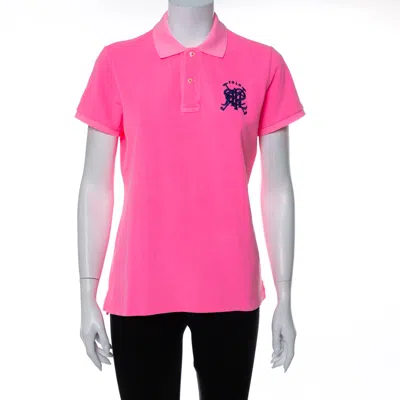 Pre-owned Polo Ralph Lauren Neon Pink Cotton Pique Skinny Polo T-shirt L