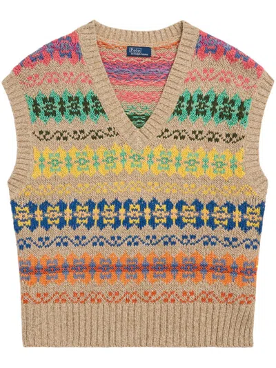 Polo Ralph Lauren Fair Isle Short-sleeved Jumper In Neutrals