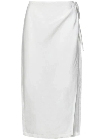 Polo Ralph Lauren Nevis-colored Linen Wrap Midi Skirt In White