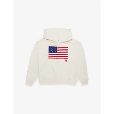 Polo Ralph Lauren Kids' Nevis Girls' Appliqué-logo Relaxed-fit Cotton Sweatshirt In Neutral