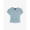 Polo Ralph Lauren Ruffled Collar Blouse In Blue