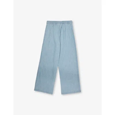 Polo Ralph Lauren Kids' New Medium Wash Wide-leg Faded-wash Chambray Jeans 7-14 In Blue