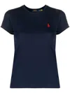 Polo Ralph Lauren Crew Neck Blue Sweater With Embroidered Detail