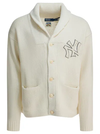 Polo Ralph Lauren New York Yankees Wool Cardigan In Neutral