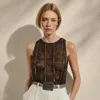 Polo Ralph Lauren Niccola Embellished Sleeveless Blouse In Cocoa Multi